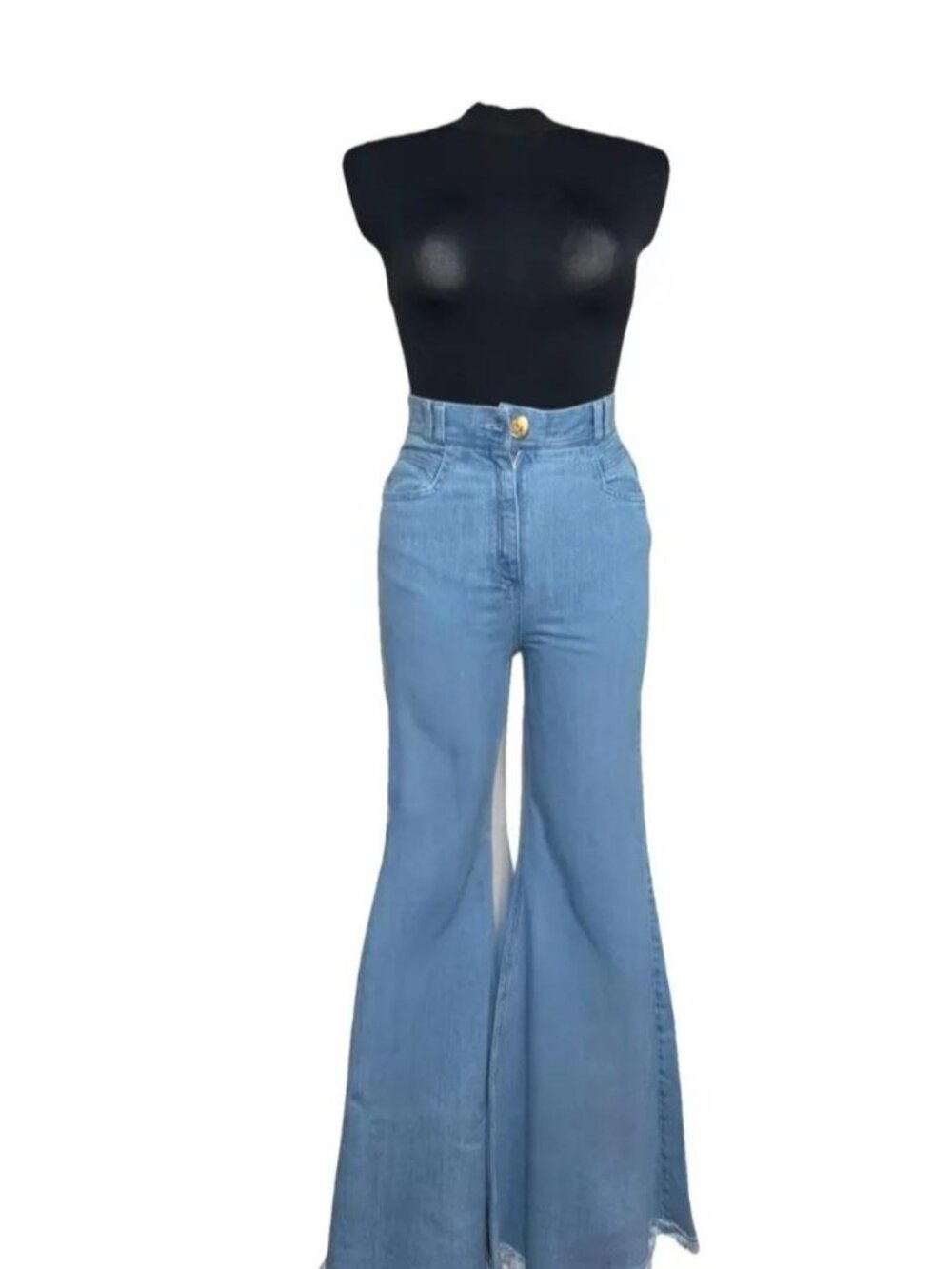 Extra flare retro style blue jeans by Balmain size 40 Tall made in Italy